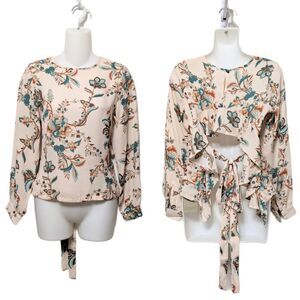NWT SINCE THEN Floral Ruffle Back Blouse S